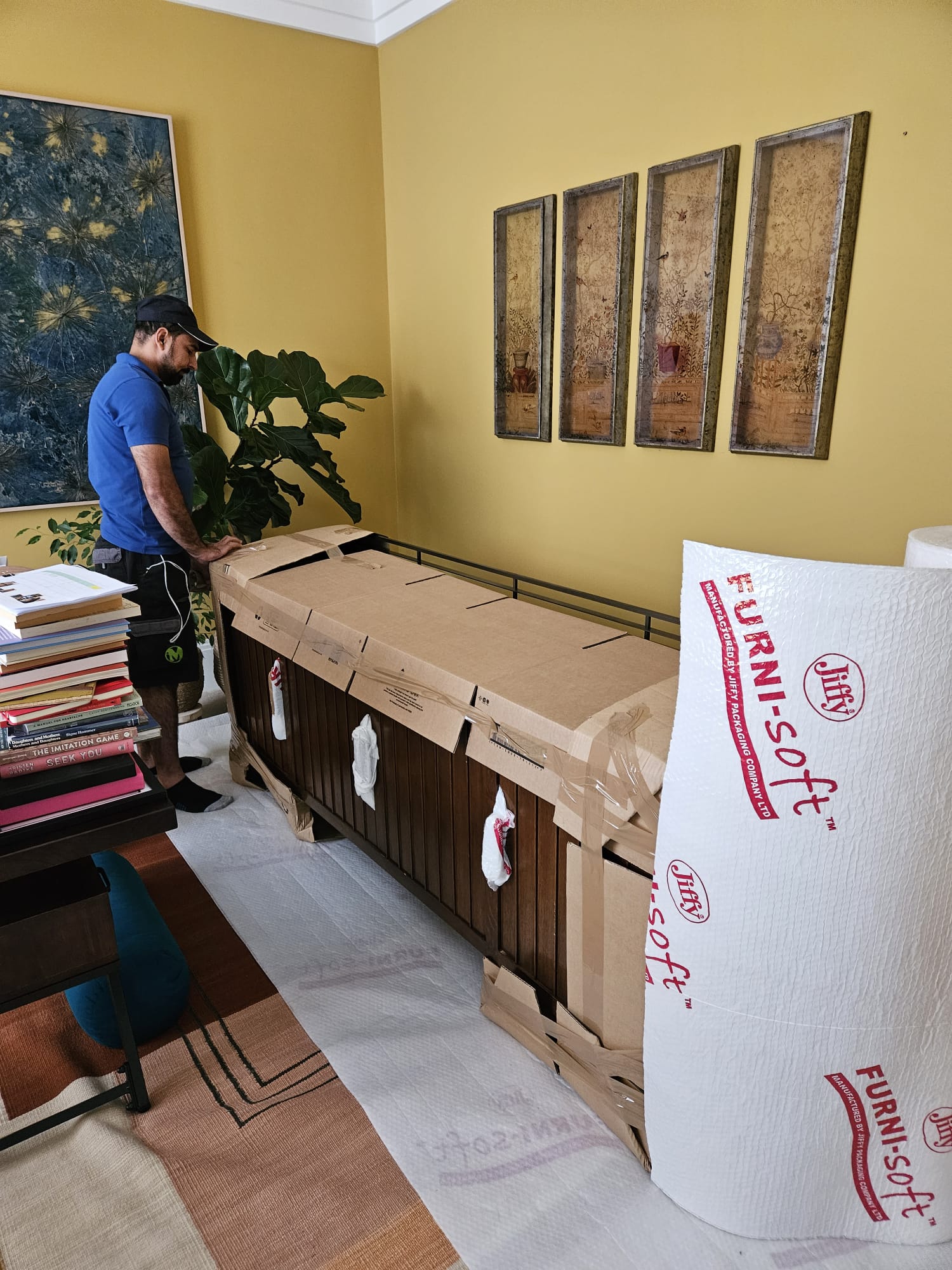 Custom office cabinet wrapped for overseas shipment