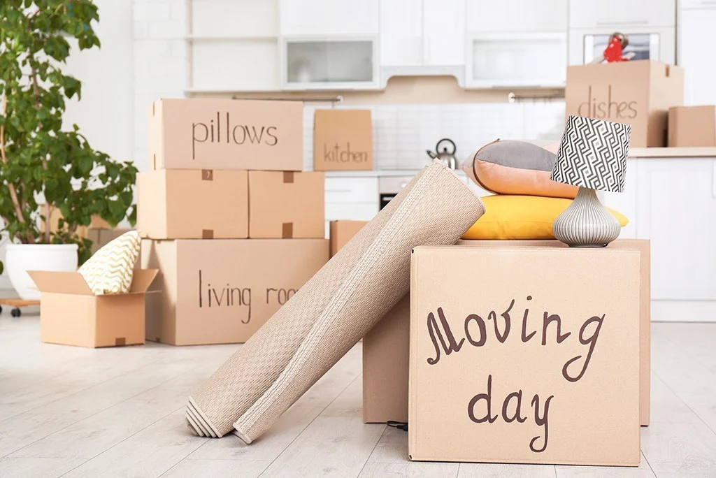 Packed boxes prepared for moving day